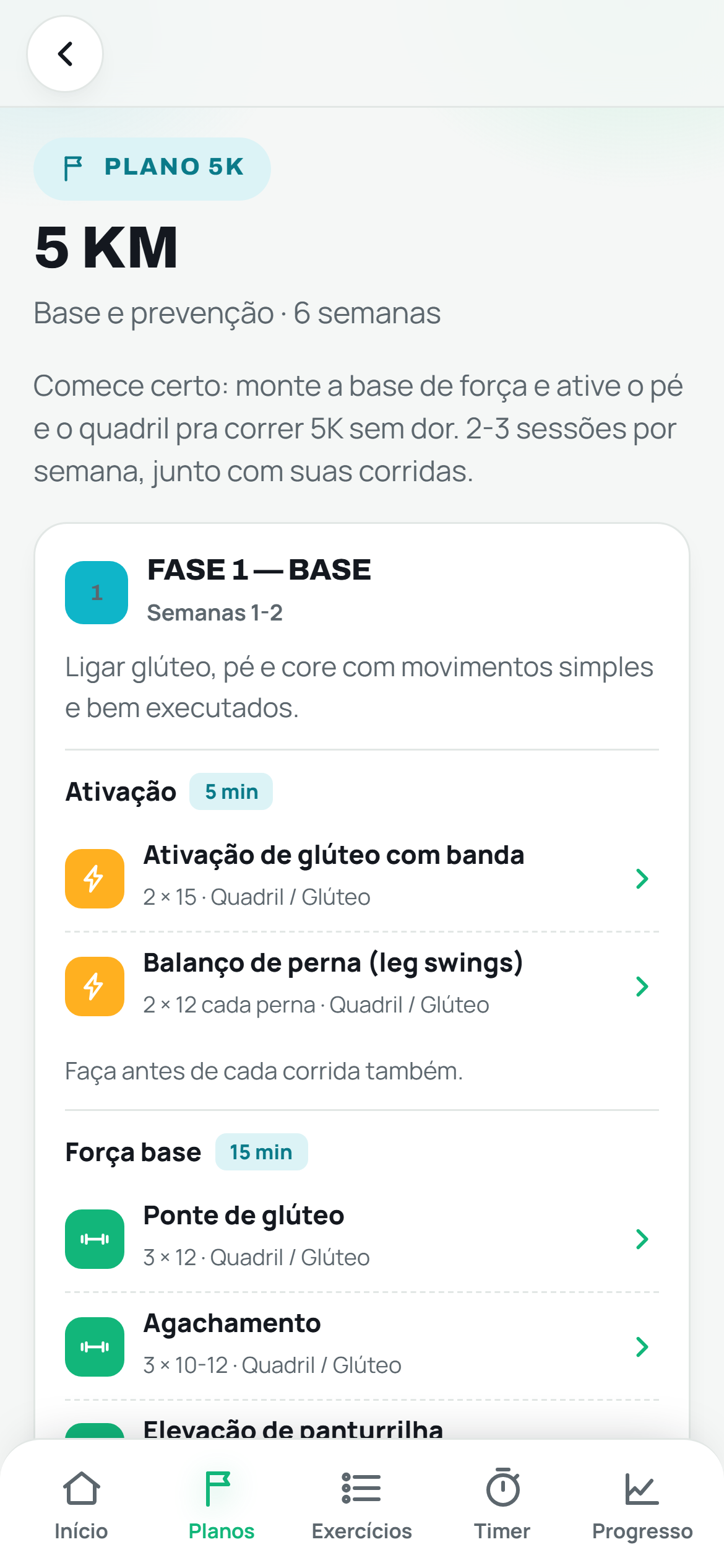 Plano por prova